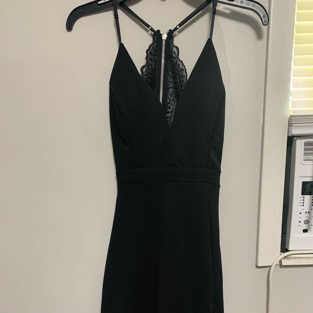 Black open back dress
